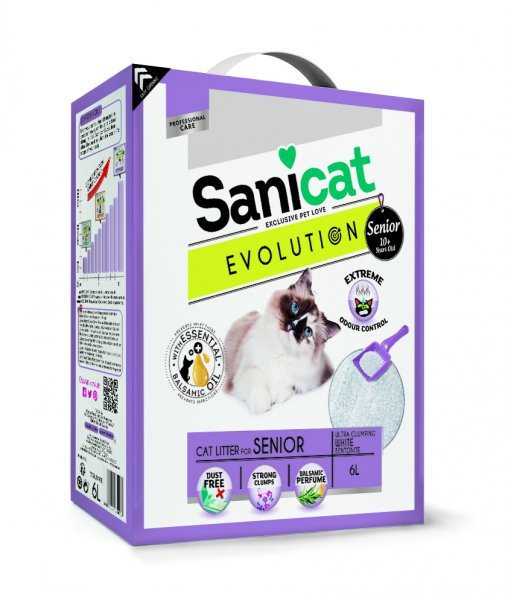 Sanicat EVOLUTION Senior bílý, jemný, hrudkující 6 L/5,1 kg