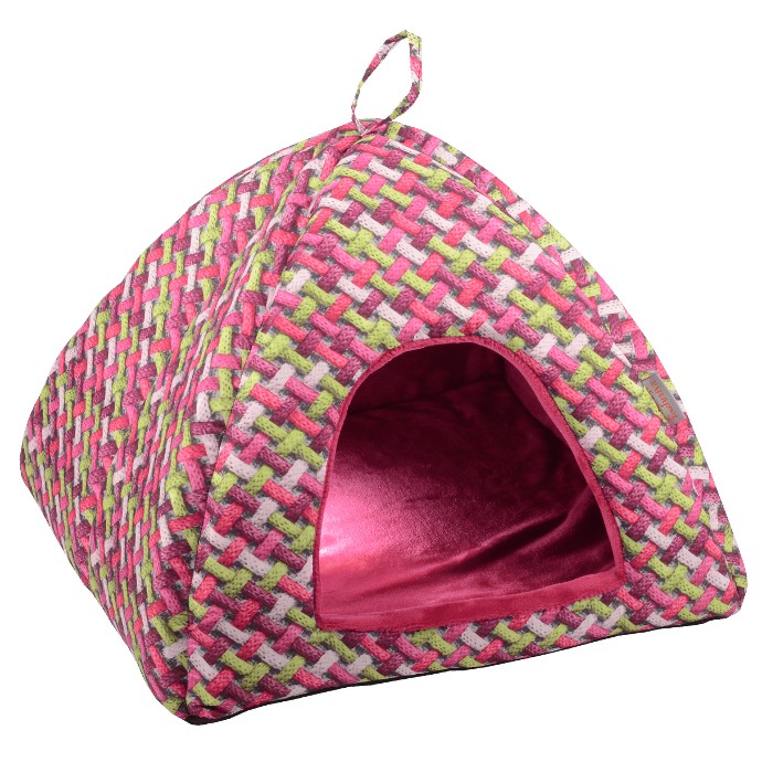 Iglú textil Belinda 3D ratan růžový 45 x 45 x 38 cm