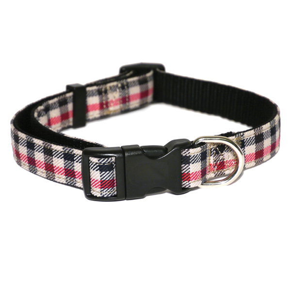Obojek nylon Káro - béžovo/černo/červený RW 2,5 x 45 - 70 cm