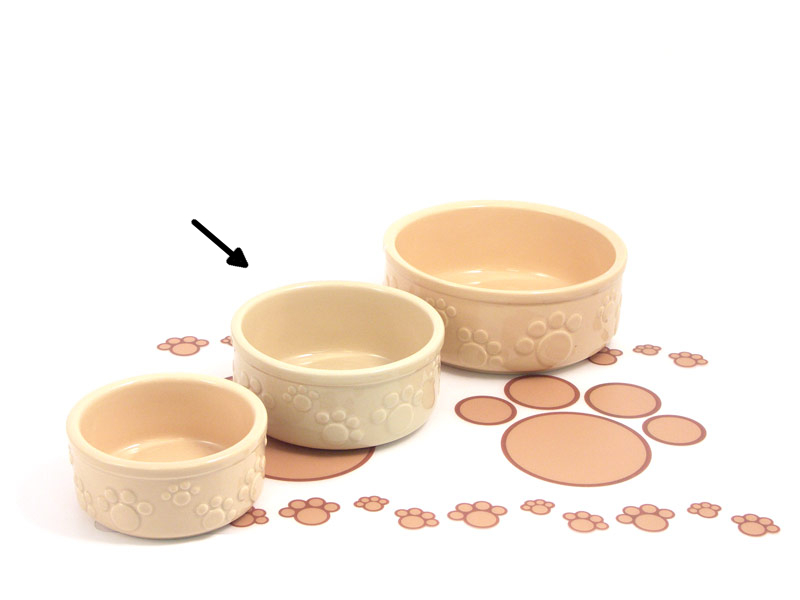 Miska keramická Tlapka - světlehnědá RW 15 cm
