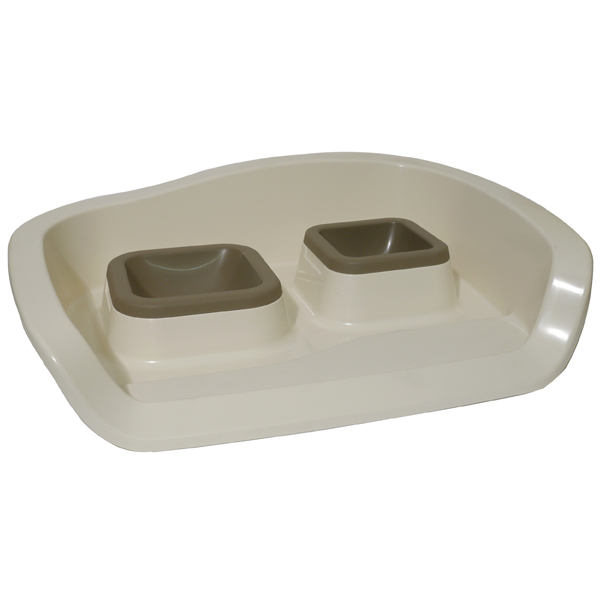 Miska cat plast dvojitá hnědá RW 300 ml, 2 ks