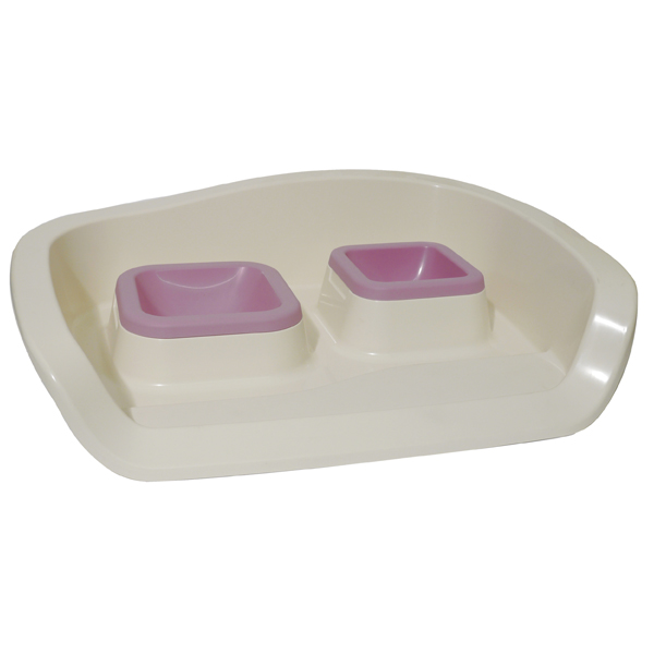 Miska cat plast dvojitá růžová RW 300 ml, 2 ks