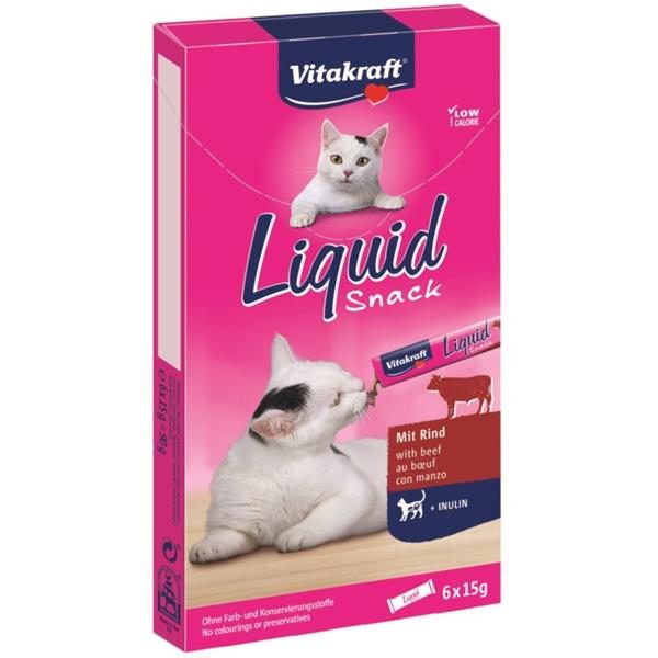 Vitakraft snack cat Liguid  hovězí + inulin 6 x 15 g