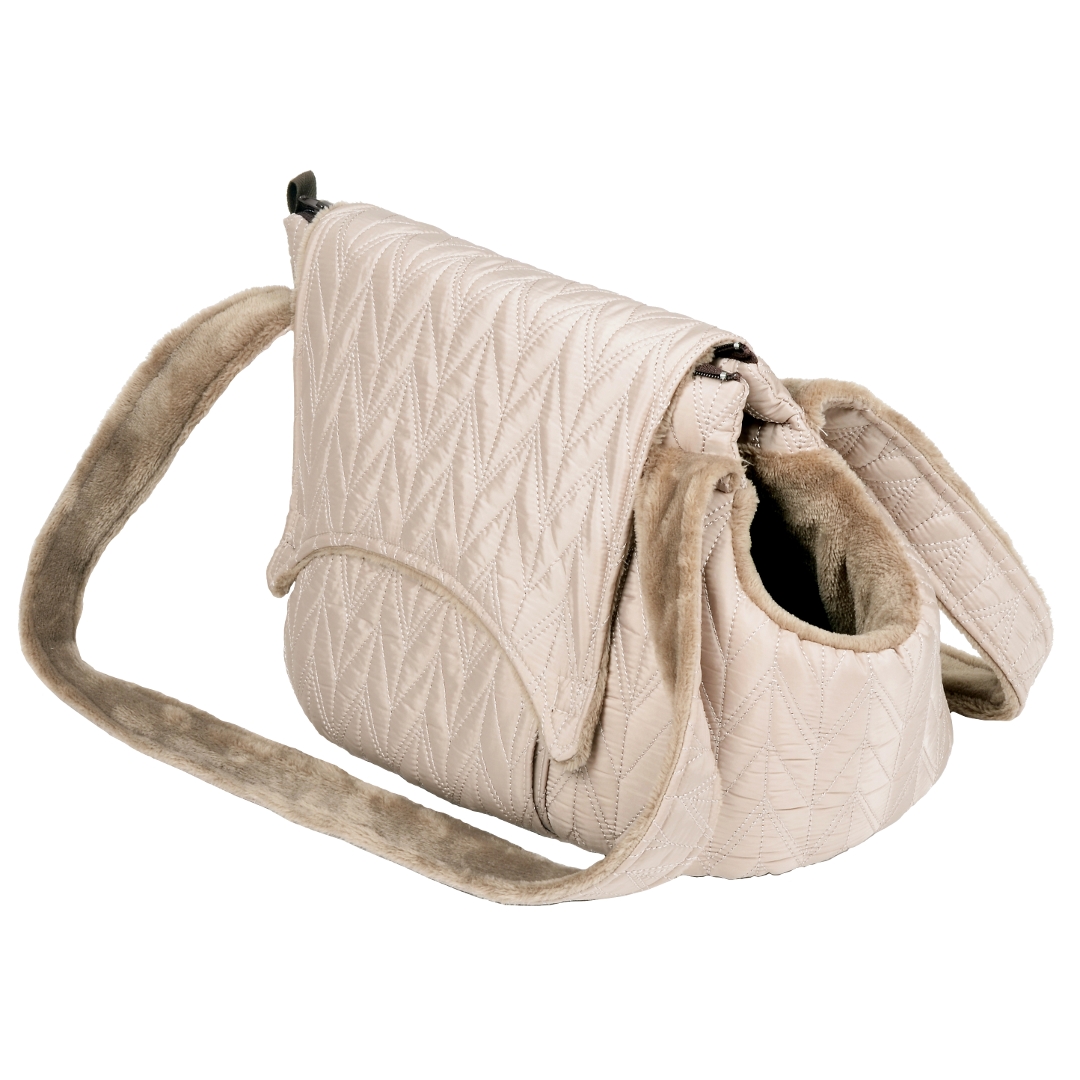 Transp.Taška textil Lady béžovo-sv.hnědá prošíva 30 cm