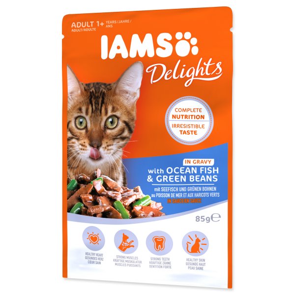 Kapsička IAMS Cat Delights Ocean Fish & Green Beans in Gravy 85g