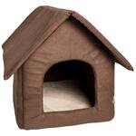 Bouda textil Bellevue LUX hnědo/béžová,rozklad 50 x 60 cm