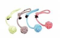 Hračka lano Míč uzel s poutkem DUVO+ 7,6 x 18 cm