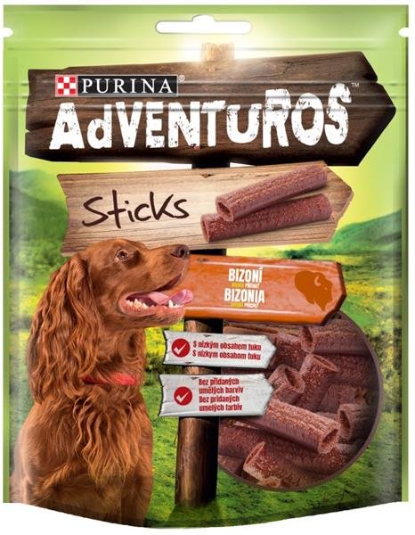 Adventuros snack dog - tyčinky s bizoní přích. 120 g