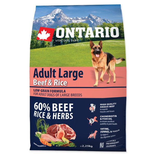 ONTARIO Adult Large Beef & Rice 2,25kg
