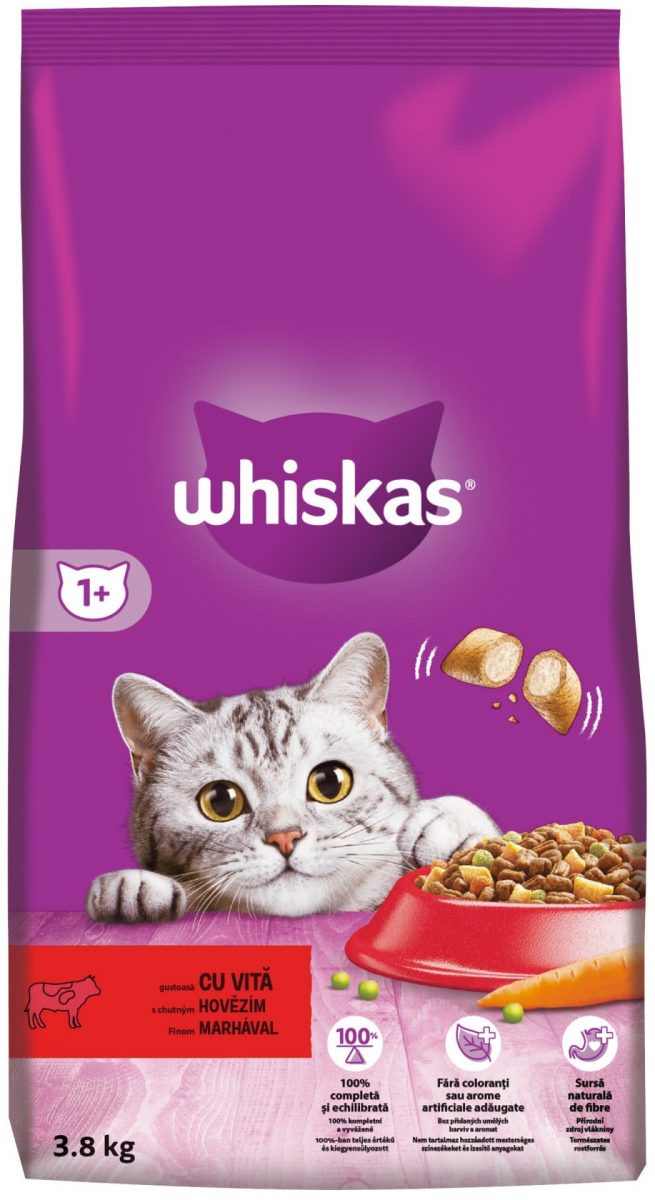Whiskas Dry s hovězím masem 3,8kg