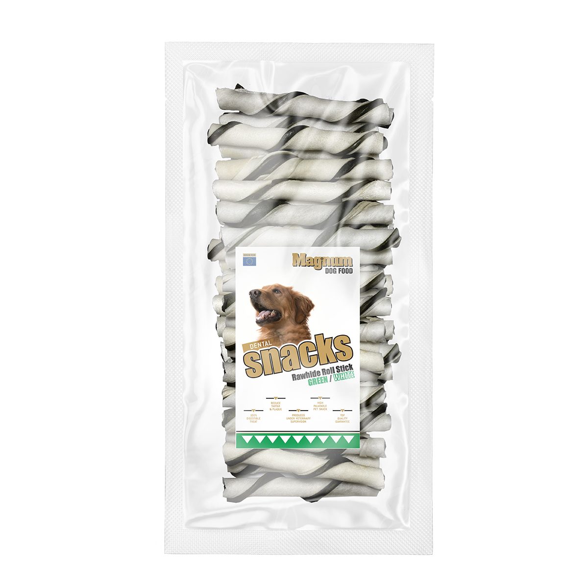 Magnum Rawhide roll stick trubičky 40ks bílo-zelené
