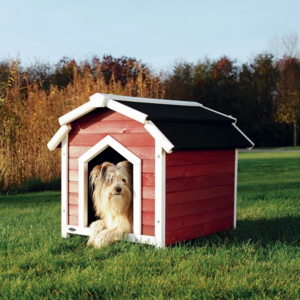 Country bouda pro psa S-M 71x69x75 cm červeno/bílá