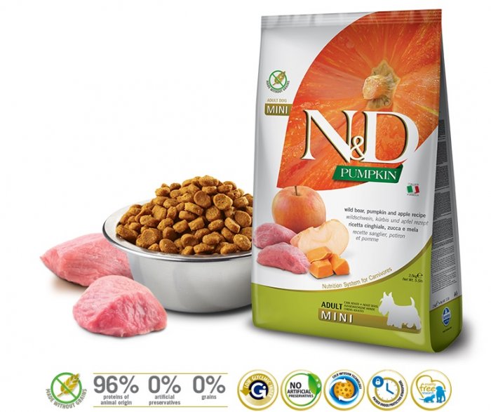N&D Pumpkin DOG Adult Mini Boar & Apple 2,5kg