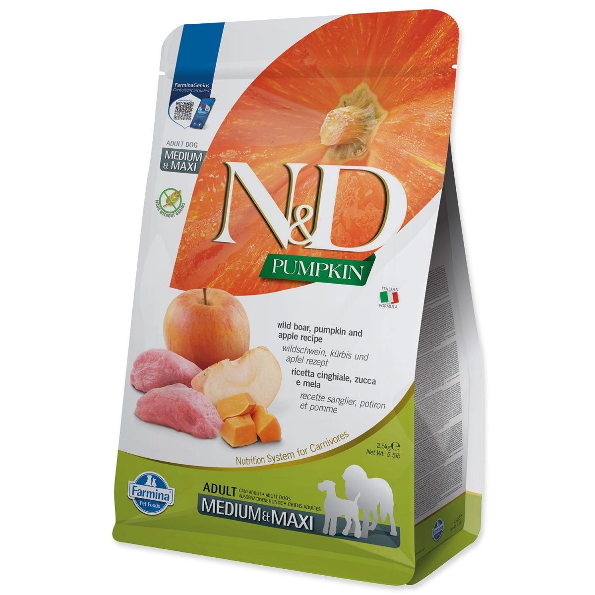 N&D Pumpkin DOG Adult M/L Boar & Apple 2,5kg