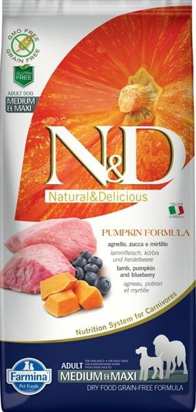 N&D GF Pumpkin DOG Adult M/L Lamb & Blueberry 12kg