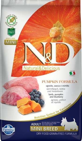 N&D GF Pumpkin DOG Adult Mini Lamb & Blueberry 2,5kg