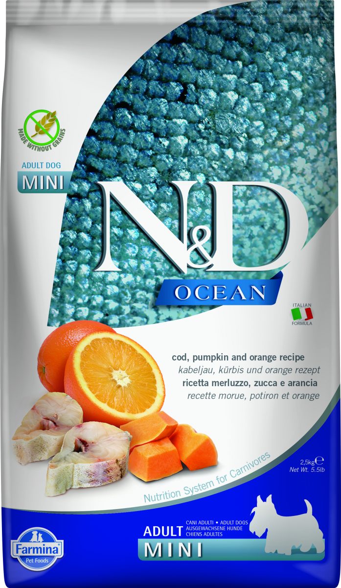 N&D GF Pumpkin DOG Adult Mini Codfish & Orange 2,5kg