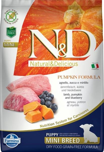 N&D GF Pumpkin DOG Puppy Mini Lamb & Blueberry 7kg