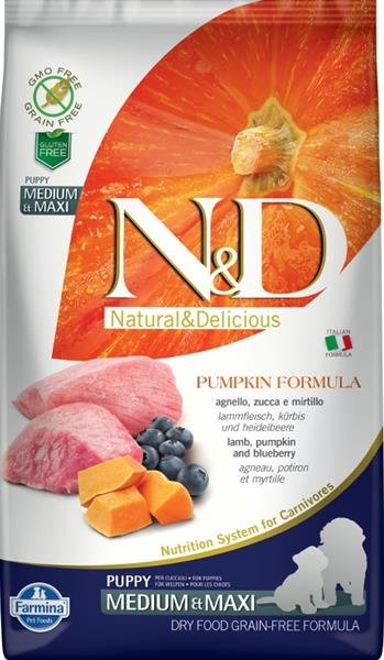 N&D GF Pumpkin DOG Puppy M/L Lamb & Blueberry 2,5kg