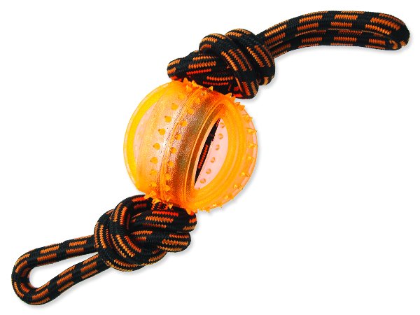 Přetahovadlo DOG FANTASY lano s míčem oranžové 35 cm 1ks