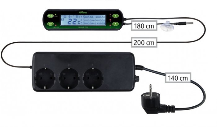 Termostat plus, digitální, tři okruhy 16 x 4 cm