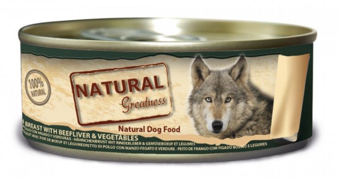 Natural Greatness kuřecí prsa,hov.játra,zelenina pro psy 156g