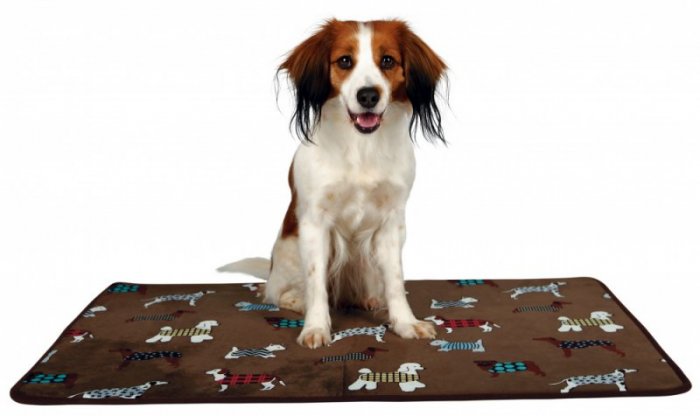 Plyšová podložka FunDOGS protiskluzová 90 x 68 cm hnědá