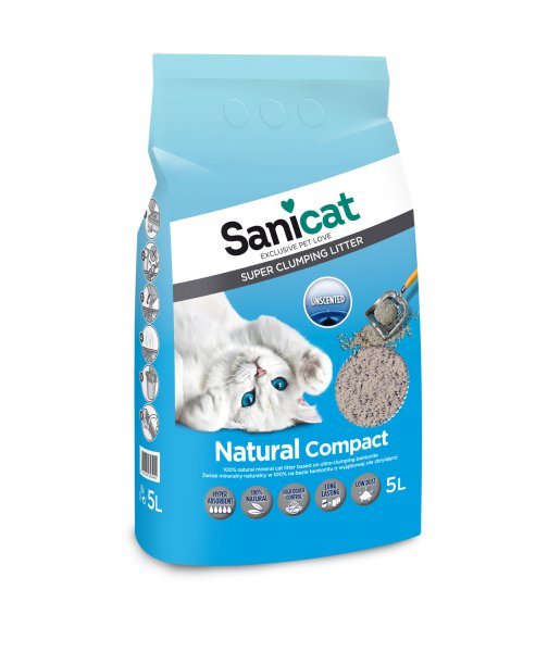 SANICAT NATURAL COMPACT 5 L hrudkující bílý bentonit KS
