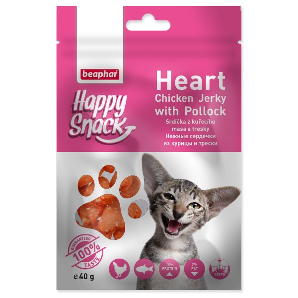 Pochoutka BEAPHAR Happy Snack Cat srdíčka z kuřecího masa a tresky 40g