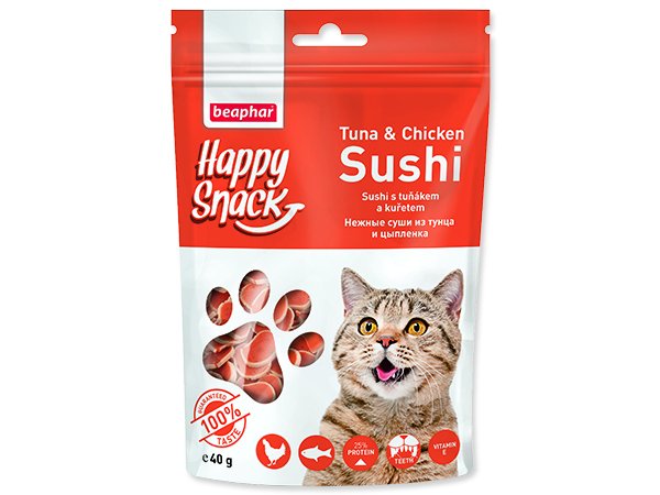 Pochoutka BEAPHAR Happy Snack Cat sushi s tuňákem a kuřetem 40g
