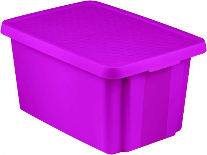 Úložný box ESSENTIALS 45l s víkem fialový