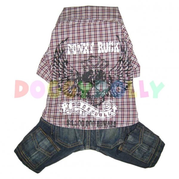 Kalhoty s košilí Doggydolly Punky hnědá S