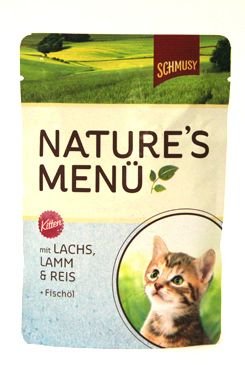 Kaps.Schmusy Nature Kitten losos+jehně ve šťávě 100g
