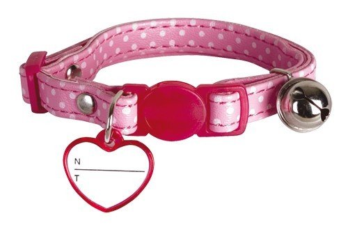 Obojek pro kočky se srdíčkem - Pink 20-30 cm x 10 mm