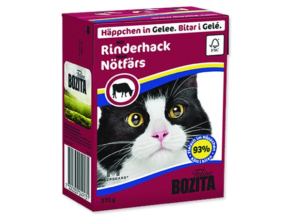 Kousky v želé BOZITA Cat s mletým hovězím masem - Tetra Pak 370g