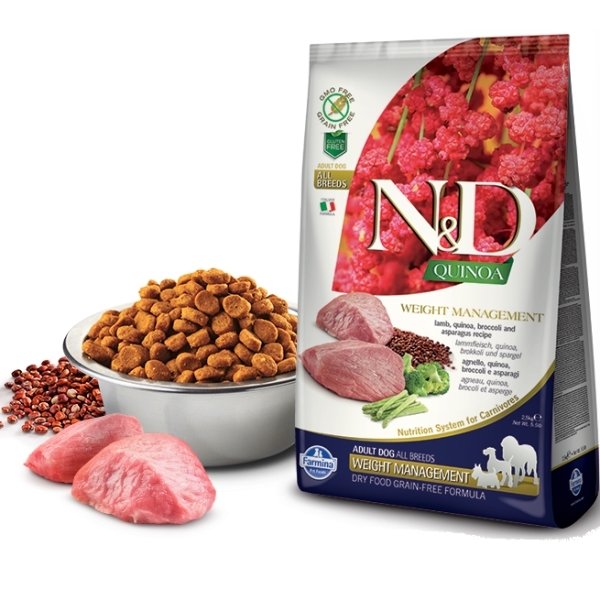 N&D GF Quinoa DOG Weight Mnmgnt Lamb & Broccoli 2,5kg