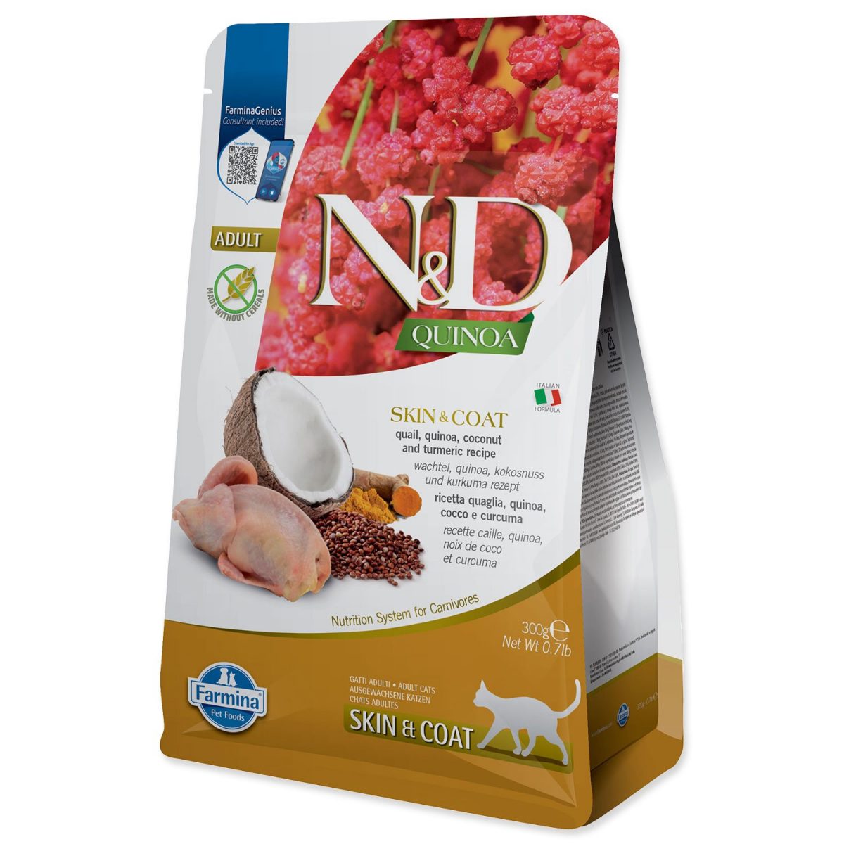 N&D GF Quinoa CAT Skin&Coat Quail & Coconut 300g