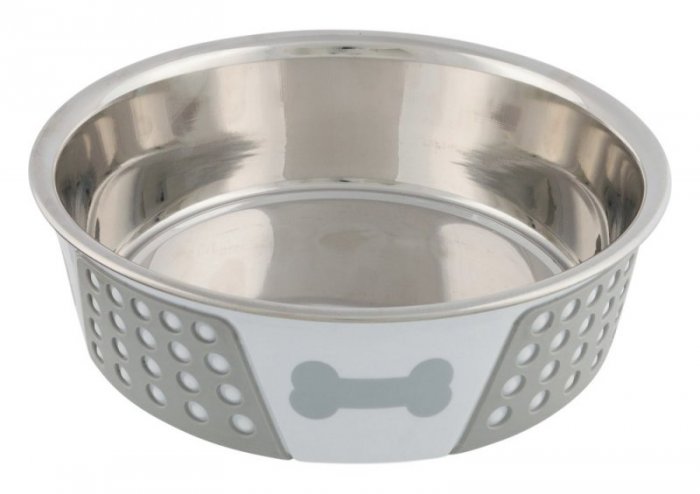 Nerezová miska se silikonovým opláštěním 1,4l/21cm bílo/šedá