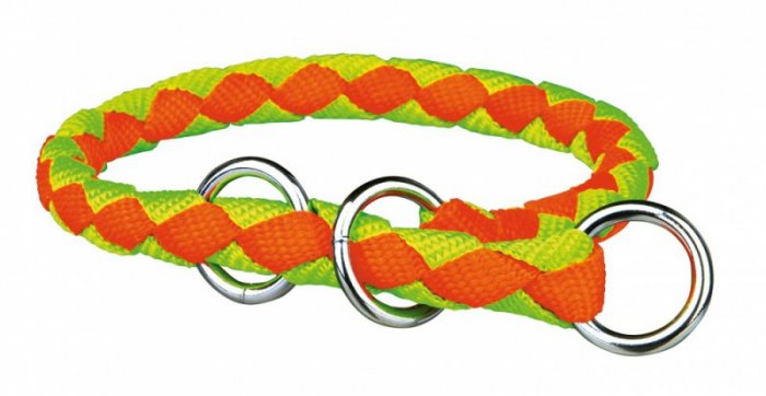 Obojek CAVO kulatý polostahovací - neon oranžový/zelený XS-S: 25-31cm/ ø12mm
