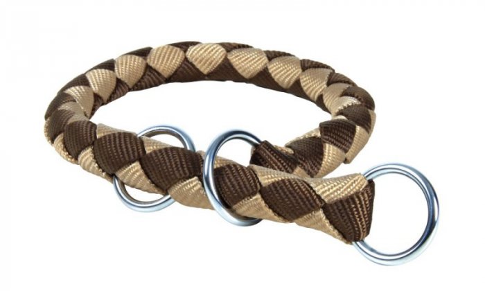 Obojek CAVO kulatý polostahovací - hnědo/béžový XS-S: 25-31cm/ ø12mm