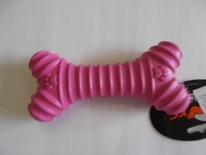 Nayeco hračka pro psa kost pískací 15 cm tvrdá guma růžová