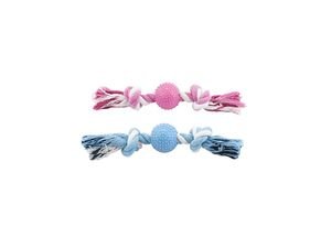 Nayeco hračka pro psa bavlněný uzel 22 cm s kuličkou z tvrdé gumy -pro štěňata