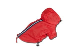 Nayeco pláštěnka pro psa s kapucí červená s reflex proužkem 25 cm délka 24 cm obvod 42 cm