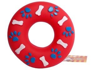 Magnum hračka pro psa kroužek s kostí a tlapkou pískací 14 cm vinyl