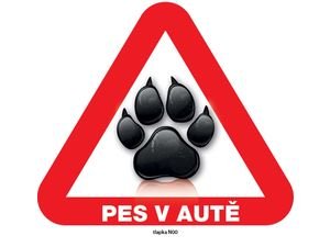 Nálepka 14,5 cm na plech pes v autě - tlapka