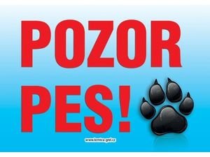 Tabulka pes 26 x 15,5 cm Pozor pes tlapka