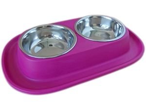 COBBYS PET Soft Touch INOX Double 31x20x3,5cm dvě nerezové misky se stabilní gumovou podložkou 0,46l