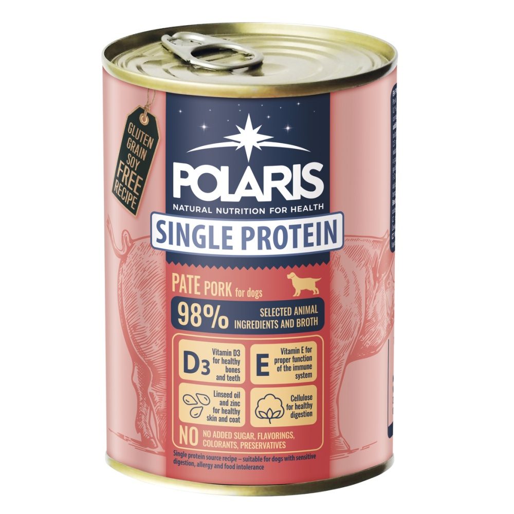 Polaris single protein paté Pes Vepřová, konzerva 400 g