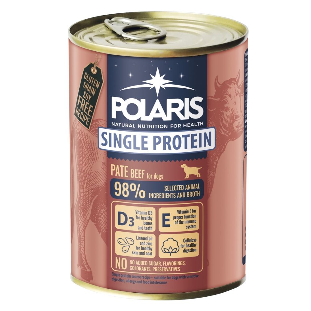 Polaris single protein paté Pes Hovězí, konzerva 400 g