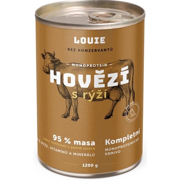 Louie konz. pro psy hovězí a vepřové s rýží 1200 g